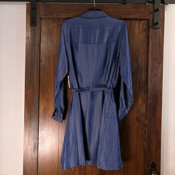 On 34th Plus Size Chambray Long-Sleeve Belted Shirtdress NWT - Picture 6 of 7